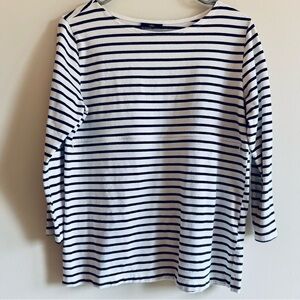 Nursing Queen Black and White Striped Long Sleeve Top